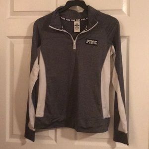PINK grey and white ultimate quarter zip